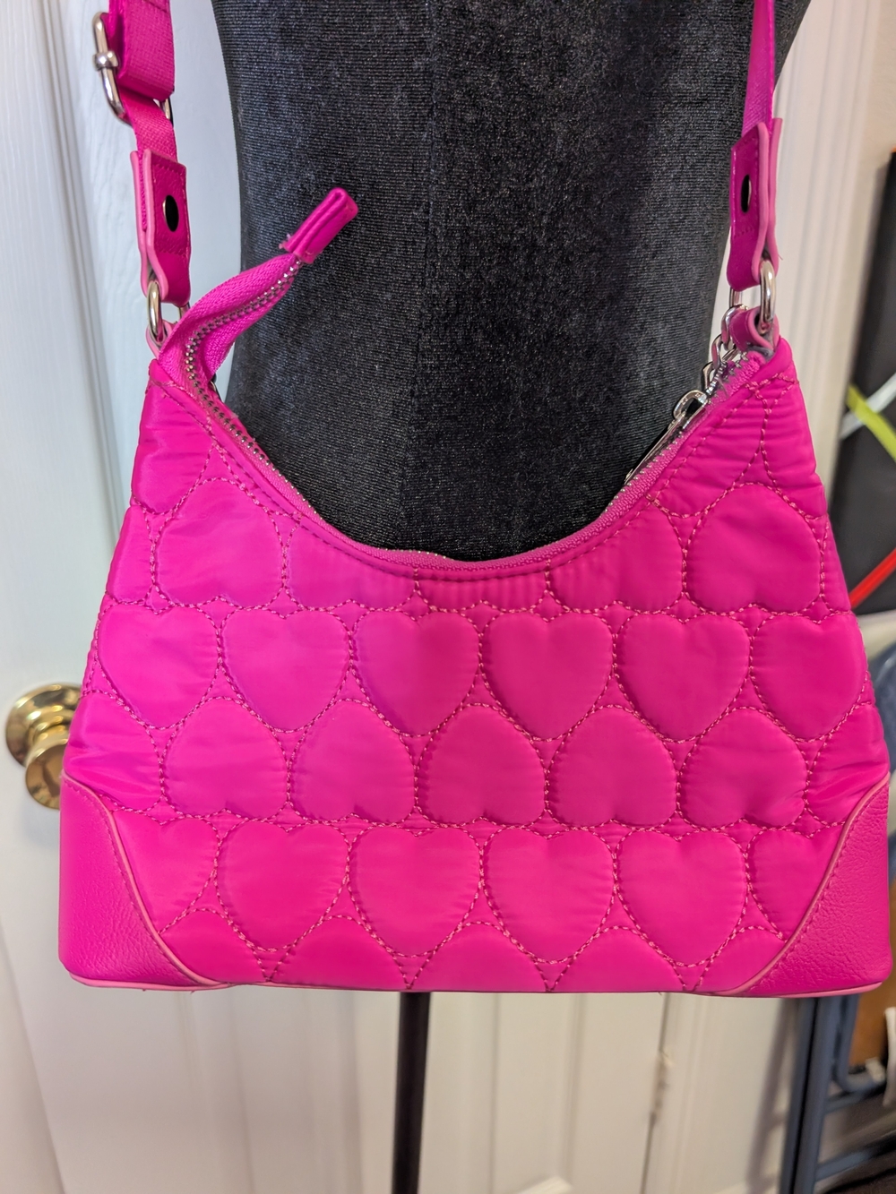 wild fable Hot Pink Quilted Heart Shoulder Bag